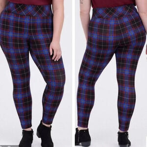 Torrid Womens Size 3XR Pixie Blue Plaid Skinny Luxe  Ponte High Rise Pants